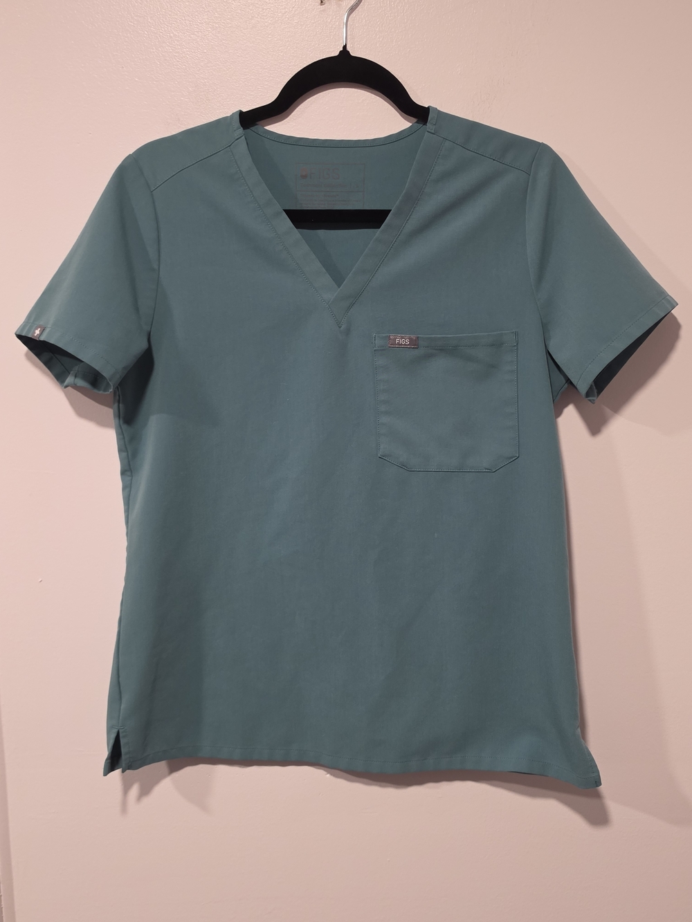 Figs Catarina Short Sleeve Teal V-Neck Medical Scrub Top Womens Size Small